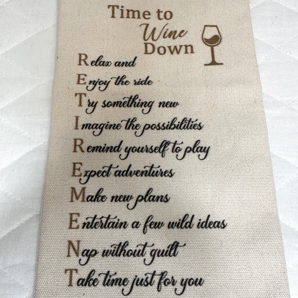 Wine Gift Bag Canvas With Drawstring “Time To Wine Down” 13.5”x 6.5” - Picture 2 of 6